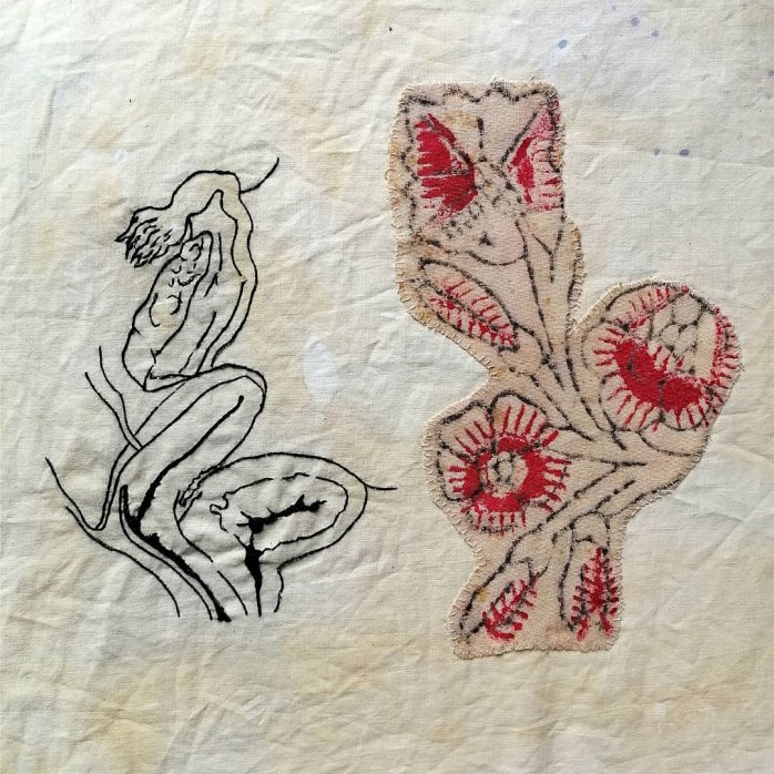 C:\Users\Administrator\Desktop\2020四海艺同\2019级 塞尔维亚 DUNJA KARANOVIC\Matrilinear Drawing (page from artist book) - embroidery and applique on hand-dyed fabric, 30x40cm  (1).jpg