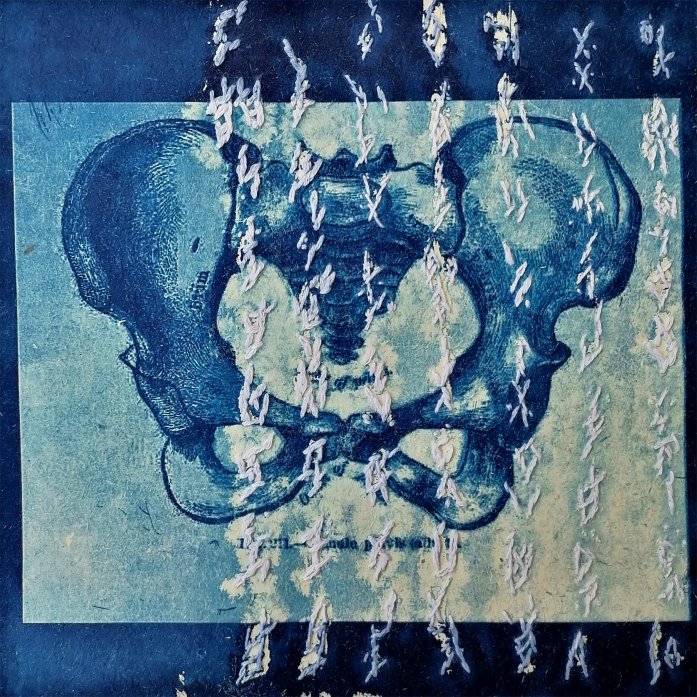 C:\Users\Administrator\Desktop\2020四海艺同\2019级 塞尔维亚 DUNJA KARANOVIC\Of Love and Sorrow in Ant Graphs (from series), cyanotype and embroidery, 20x20cm (3).jpg
